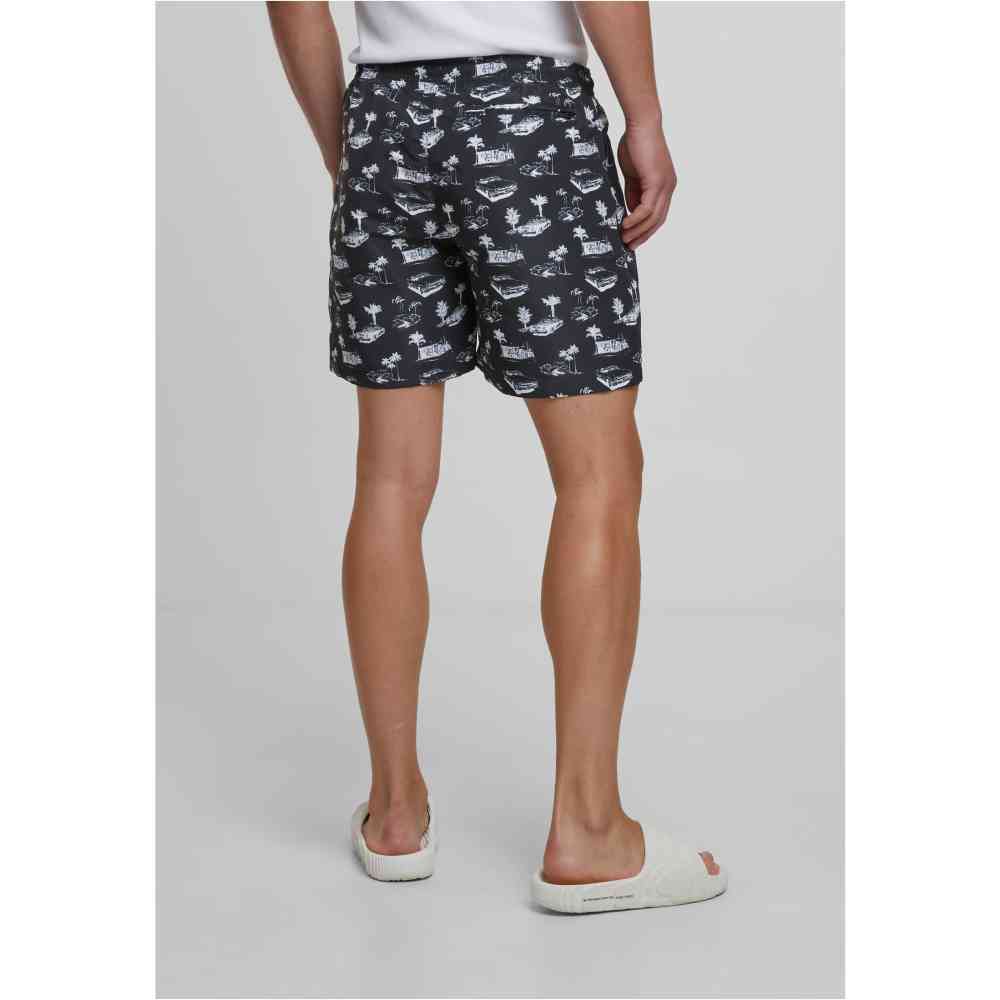 Urban Classics - Pattern Swim shorts - Black/White